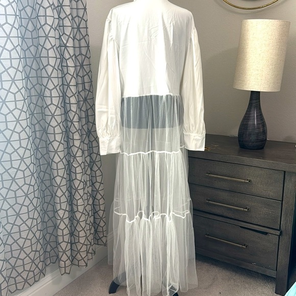 Long Sheer Tulle Shirt Dress - Picture 3 of 3